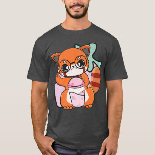 Red Panda And Boba Tea Bubble Otaku Cute Anime Bea T-Shirt