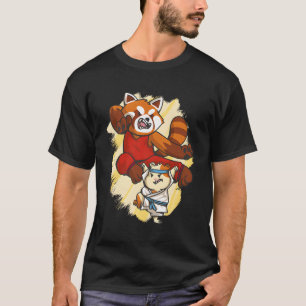 Red Panda And Hamster Fighting Karate T-Shirt