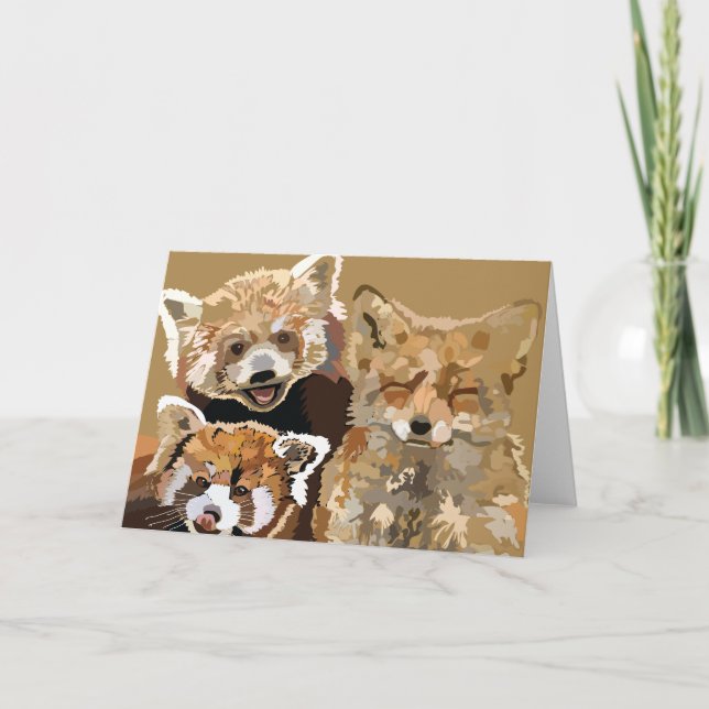 Red Panda and Red Fox, friends forever Card (Front)