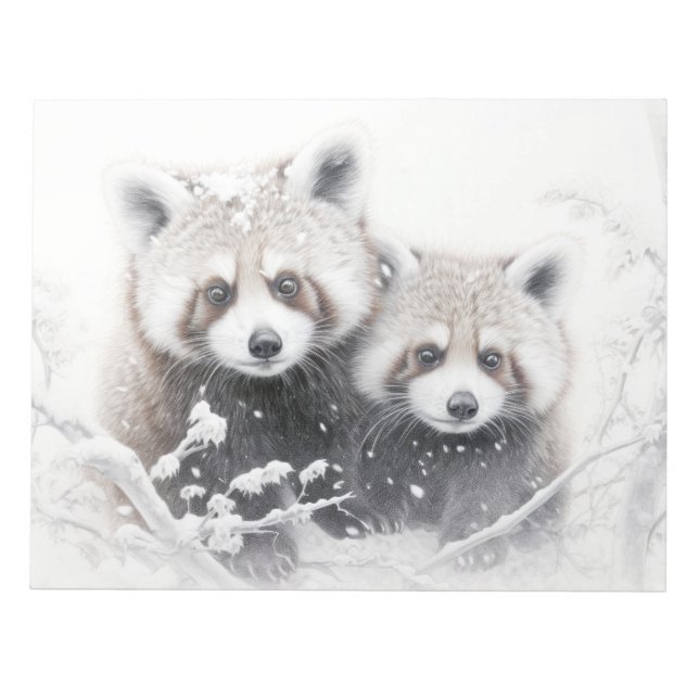 Red Panda Animal Discovery Wild Nature Ink Sketch  Notepad (Front)