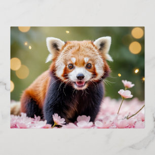 Red Panda Animal Fun Miniature Fantastic Wildlife Foil Holiday Postcard