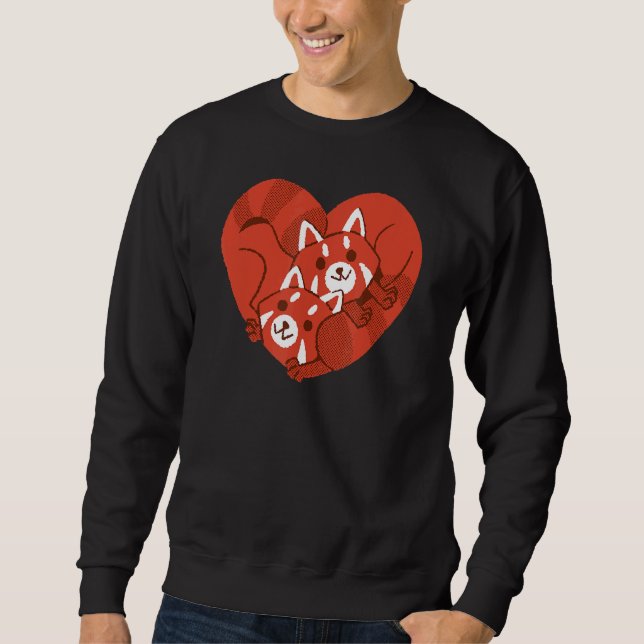 Red Panda Animal Heart Red Panda Pair Sweatshirt (Front)