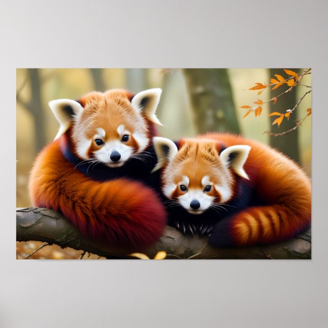 Red Panda Animal Nature Wildlife Affection Caring Poster (Front)