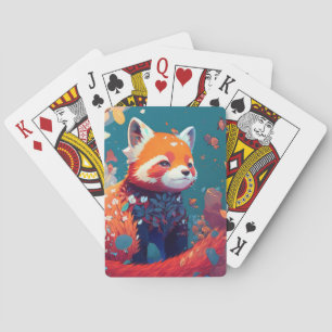 Red Panda Animal Portrait Painting Wildlife Forest Playing Cards