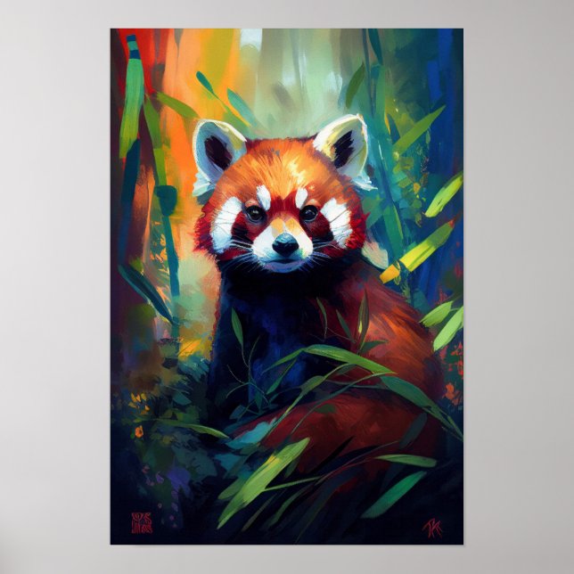 Red Panda Animal Portrait Painting Wildlife Forest Poster (Front)