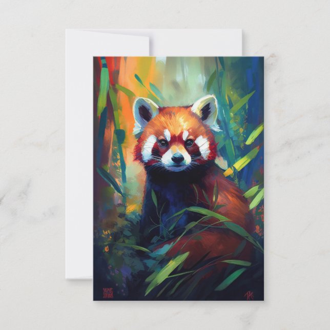 Red Panda Animal Portrait Painting Wildlife Forest Thank You Card (Front)