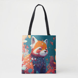 Red Panda Animal Portrait Painting Wildlife Forest Tote Bag