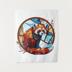 Red Panda Animal Portrait Stained Glass Wildlife  Tapestry
