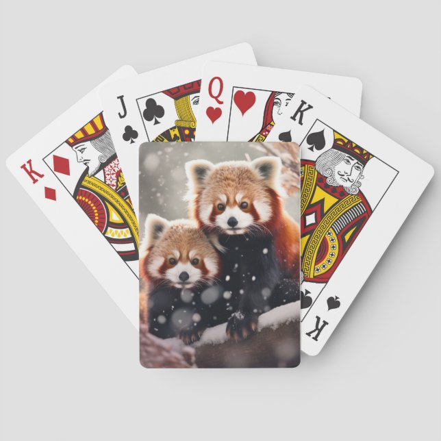Red Panda Animal Wildlife Wilderness Colourful Art Playing Cards (Back)