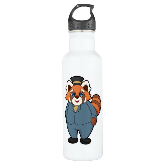 Red Panda as Groom with Hat 710 Ml Water Bottle (Front)