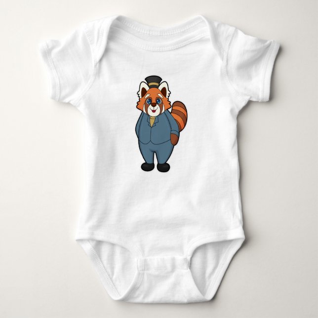 Red Panda as Groom with Hat Baby Bodysuit (Front)