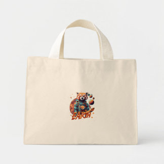 Red panda astronaut mini tote bag