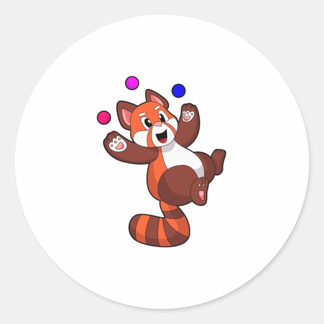 Red panda at Juggle Circus.PNG Classic Round Sticker (Front)