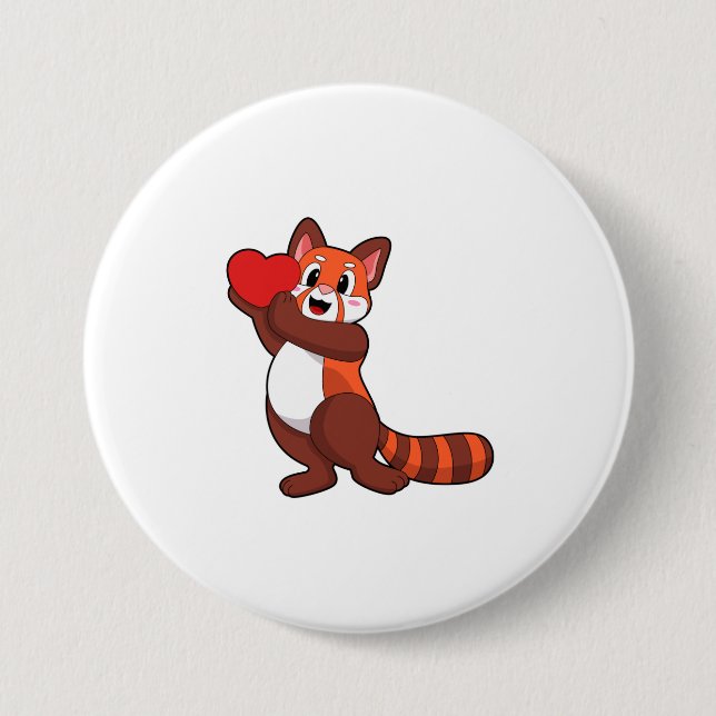 Red panda at Love with Heart.PNG 7.5 Cm Round Badge (Front)