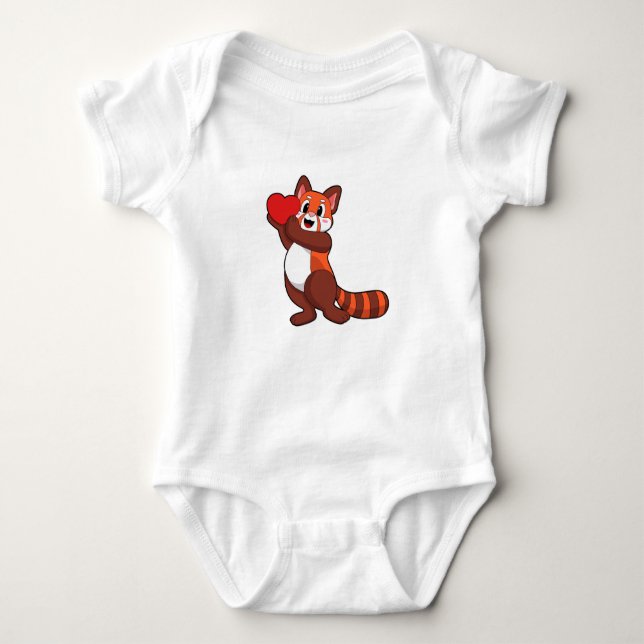 Red panda at Love with Heart.PNG Baby Bodysuit (Front)