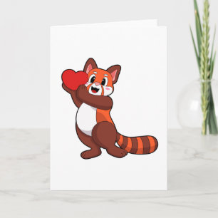 Red panda at Love with Heart.PNG Card