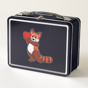 Red panda at Love with Heart.PNG Metal Lunch Box