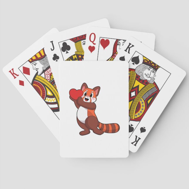 Red panda at Love with Heart.PNG Playing Cards (Back)
