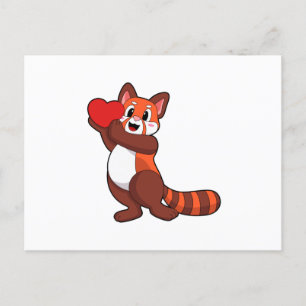 Red panda at Love with Heart.PNG Postcard