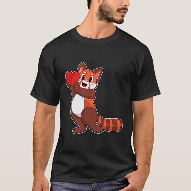 Red panda at Love with Heart.PNG T-Shirt (Front)
