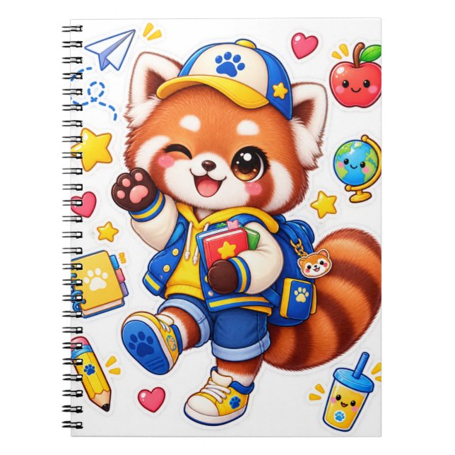 Red Panda Back to School Spiral Notebook (Front)