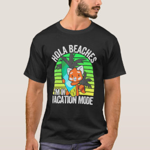 Red Panda Beach Vacation Mode Surfboard Summer Hol T-Shirt