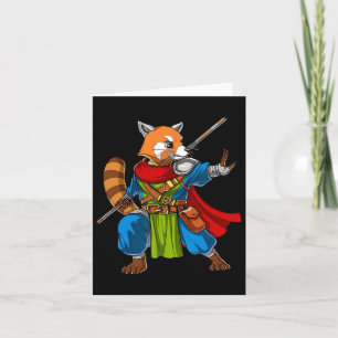 Red Panda Bear Ninja Samurai Warrior Funny Kung Fu Card