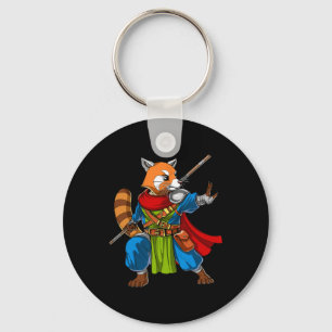 Red Panda Bear Ninja Samurai Warrior Funny Kung Fu Key Ring