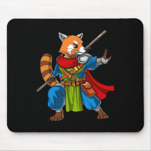 Red Panda Bear Ninja Samurai Warrior Funny Kung Fu Mouse Pad
