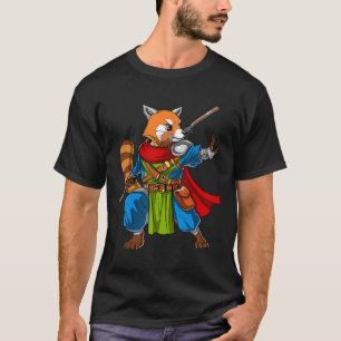 Red Panda Bear Ninja Samurai Warrior Funny Kung Fu T-Shirt
