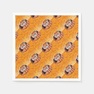 Red Panda Bear On Orange Cubism Napkin