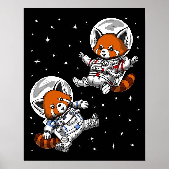 Red Panda Bear Space Astronaut Poster (Front)