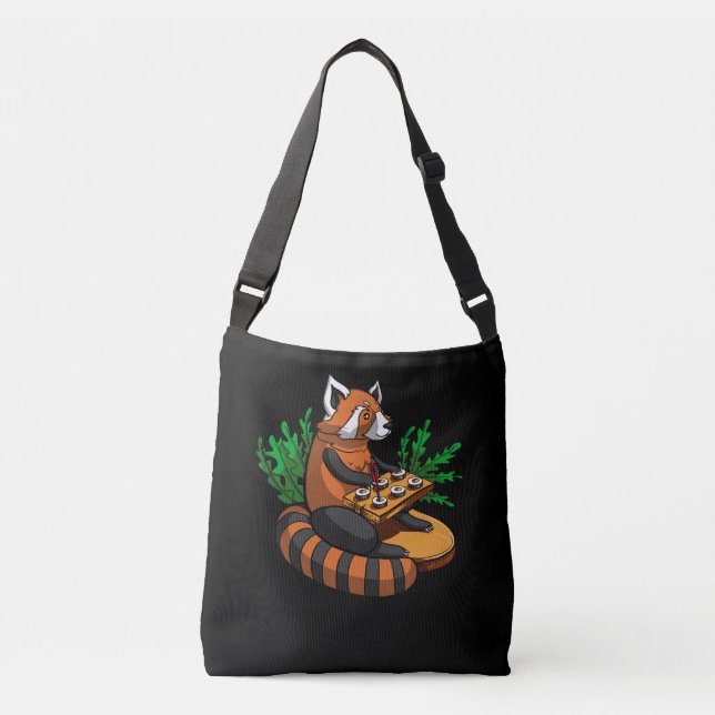 Red Panda Bear Sushi Lover Animal Crossbody Bag (Front)