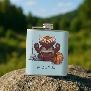 Red Panda Best Yoga Teacher Gift Animal Artwork Hip Flask