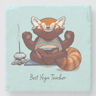 Red Panda Best Yoga Teacher Gift Animal Artwork Stone Coaster