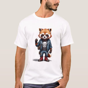 Red Panda Biker Rebel in Leather Jacket Cool Style T-Shirt