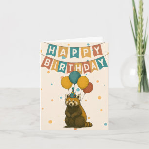 Red Panda Birthday Card – Cute Party Animal