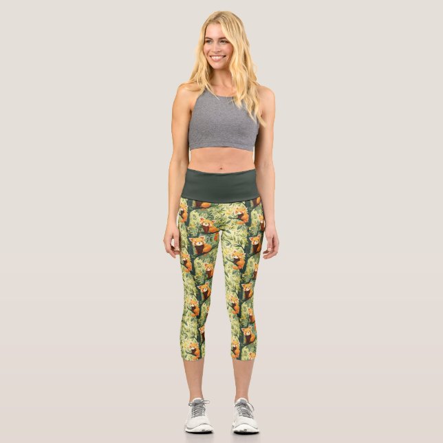 Red Panda Capri Leggings (Front)