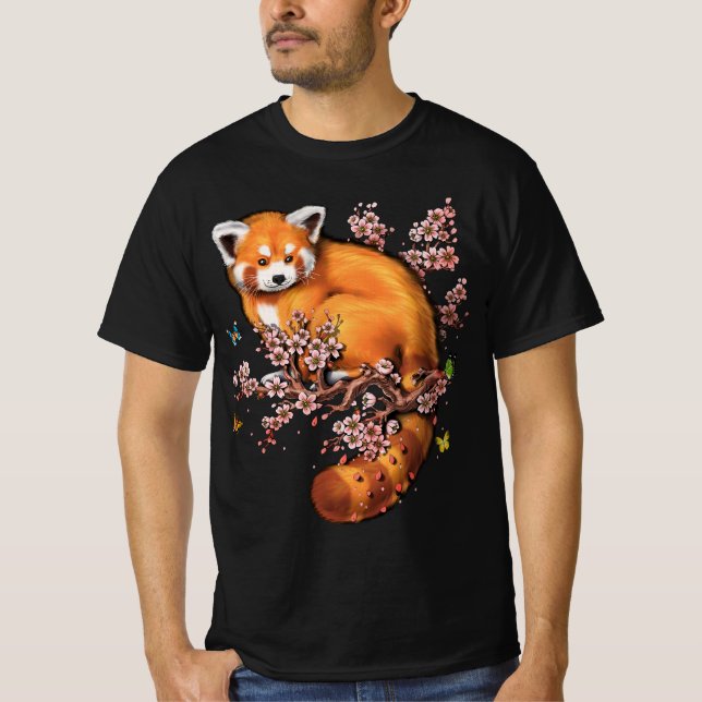 Red Panda Cherry Blossom T-Shirt (Front)