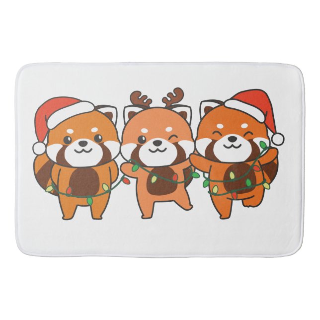 Red Panda Christmas Animals Cute Red Pandas Bath Mat (Front)