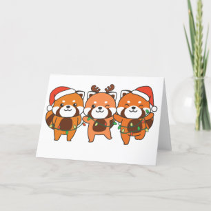 Red Panda Christmas Animals Cute Red Pandas Holida Holiday Card