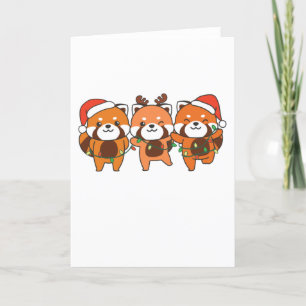 Red Panda Christmas Animals Cute Red Pandas Holiday Card
