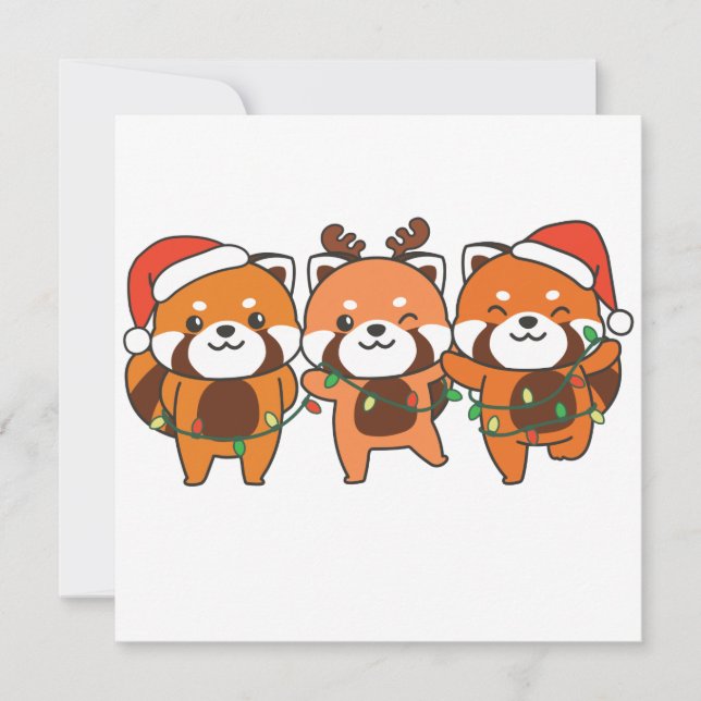 Red Panda Christmas Animals Cute Red Pandas Invita Invitation (Front)