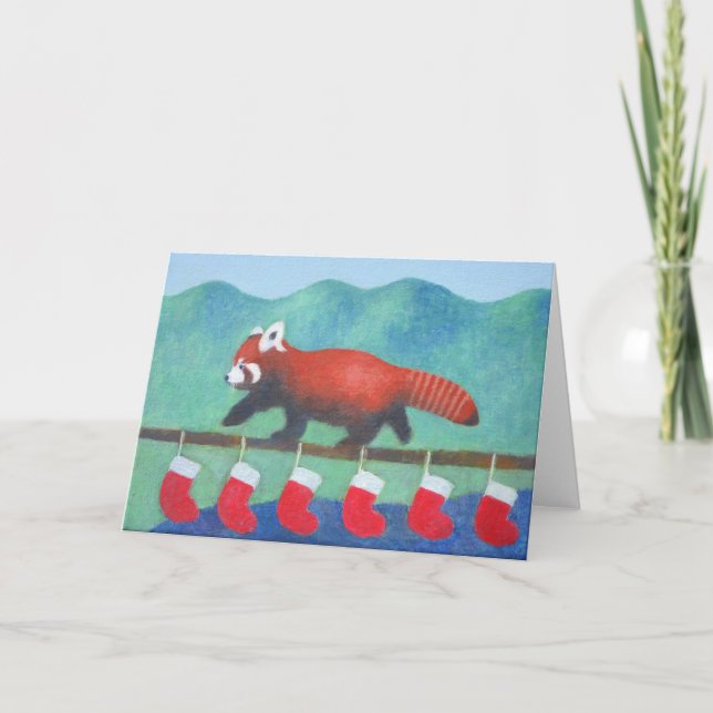 Red Panda Christmas Card (Front)
