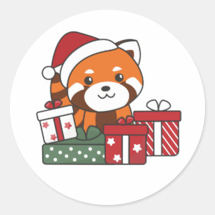 Red Panda Christmas Gift Winter Red Pandas Classic Round Sticker