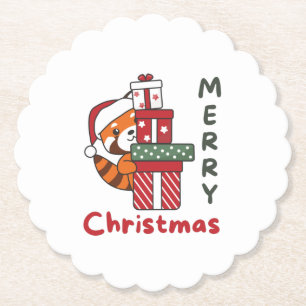 Red Panda Christmas Gift Winter Red Pandas Paper Coaster