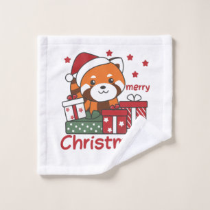 Red Panda Christmas Gift Winter Red Pandas Wash Cloth