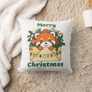 Red Panda Christmas Letter Winter Animals Pandas Cushion