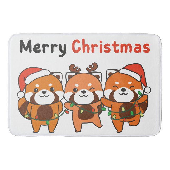 Red Panda Christmas Red Pandas Merry Christmas Bath Mat (Front)