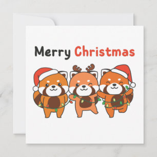 Red Panda Christmas Red Pandas Merry Christmas Inv Invitation